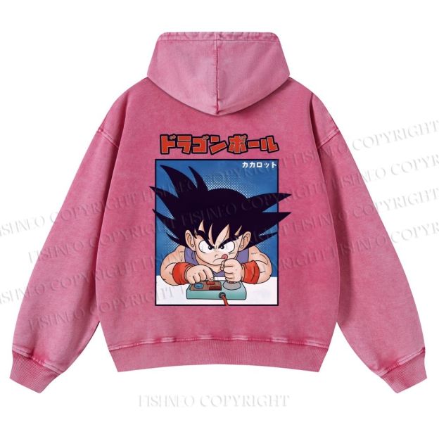 Son Goku Printed Casual Washed Hoodie