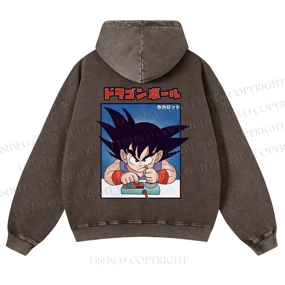 Son Goku Printed Casual Washed Hoodie