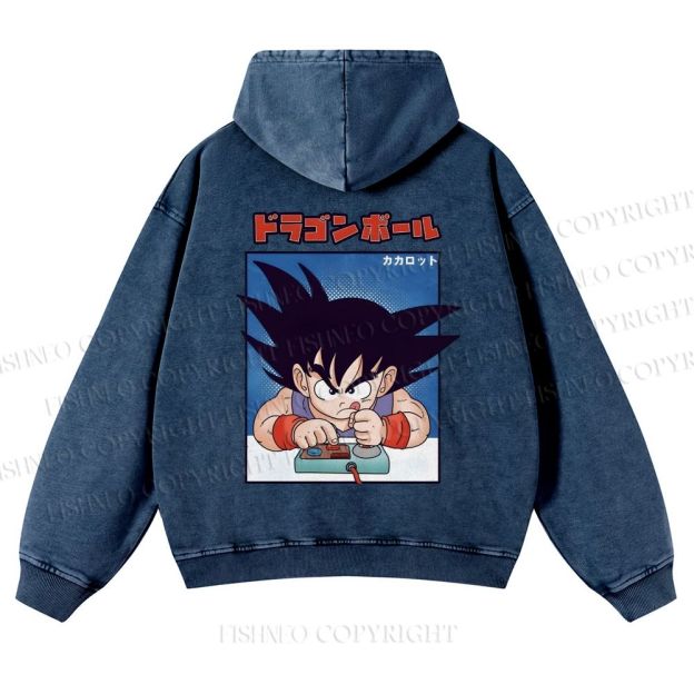 Son Goku Printed Casual Washed Hoodie