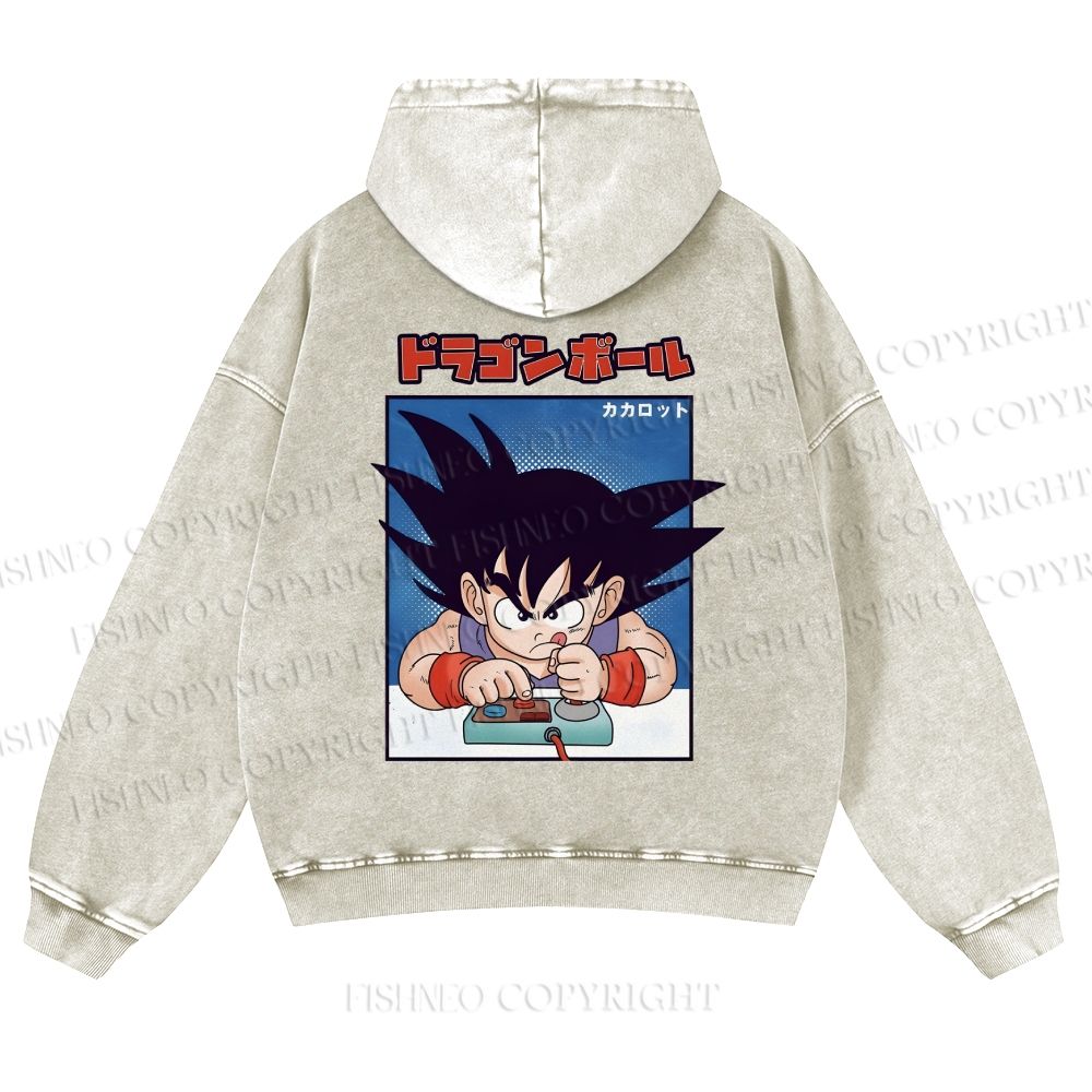 Son Goku Printed Casual Washed Hoodie