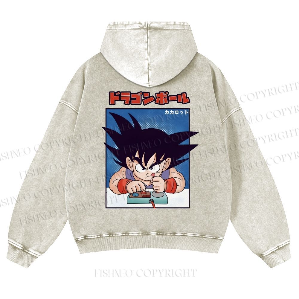 Son Goku Printed Casual Washed Hoodie
