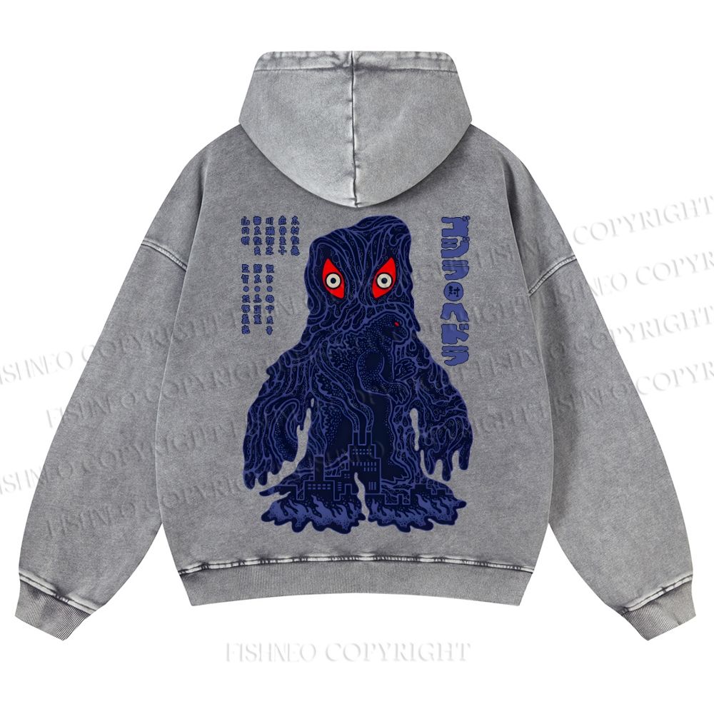 Japanese Monster Casual Washed Hoodie