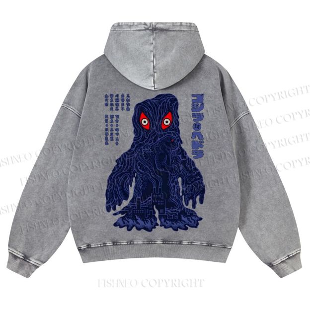 Japanese Monster Casual Washed Hoodie