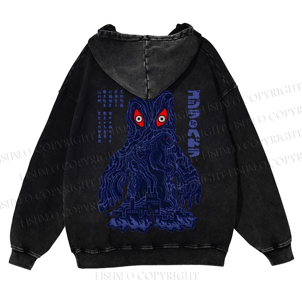 Japanese Monster Casual Washed Hoodie