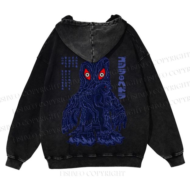 Japanese Monster Casual Washed Hoodie