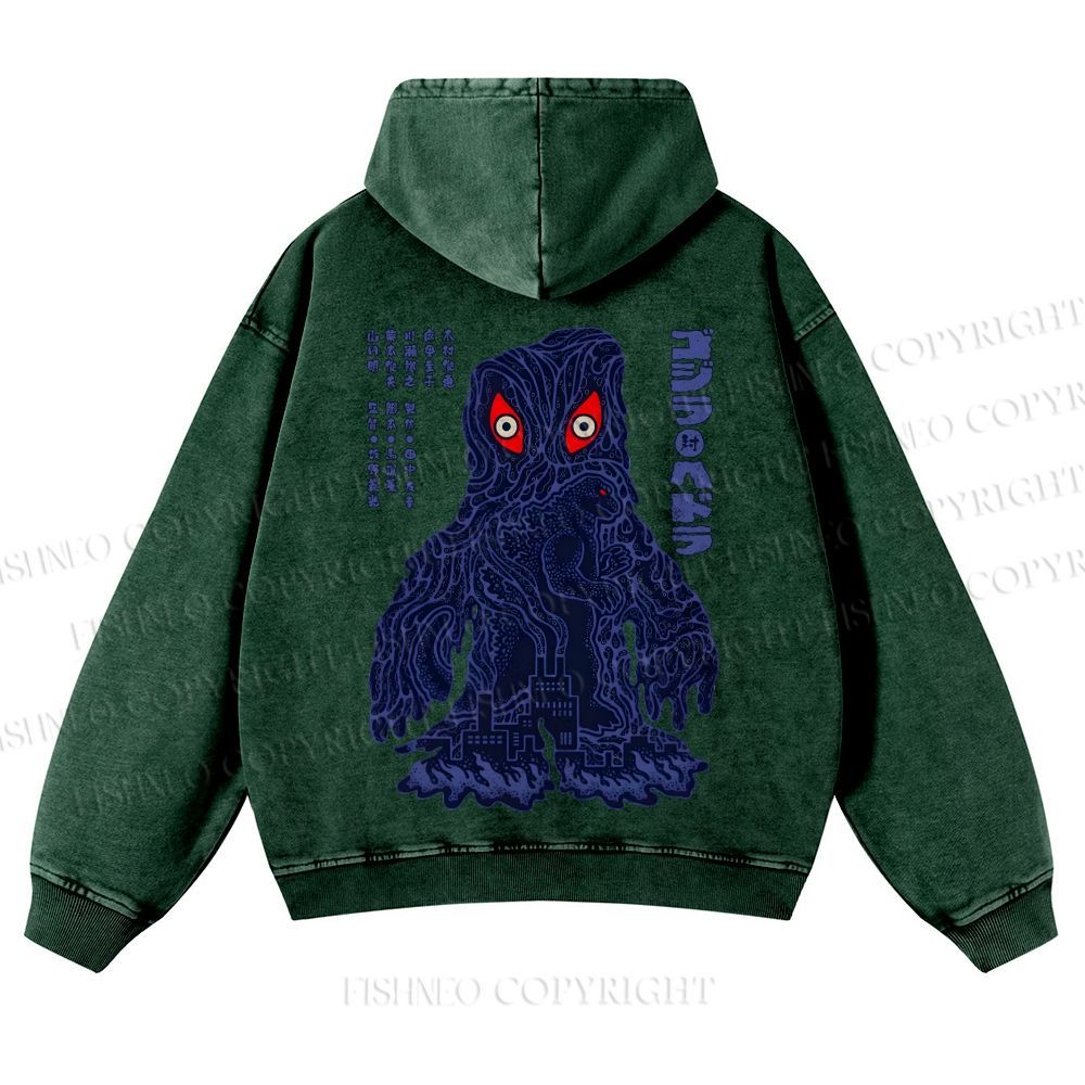 Japanese Monster Casual Washed Hoodie