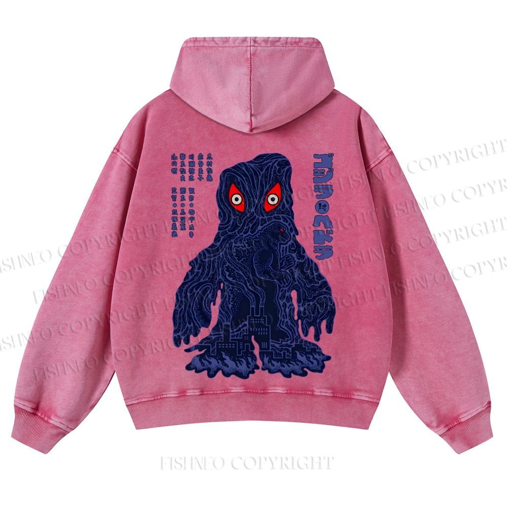 Japanese Monster Casual Washed Hoodie