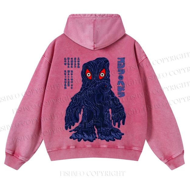 Japanese Monster Casual Washed Hoodie