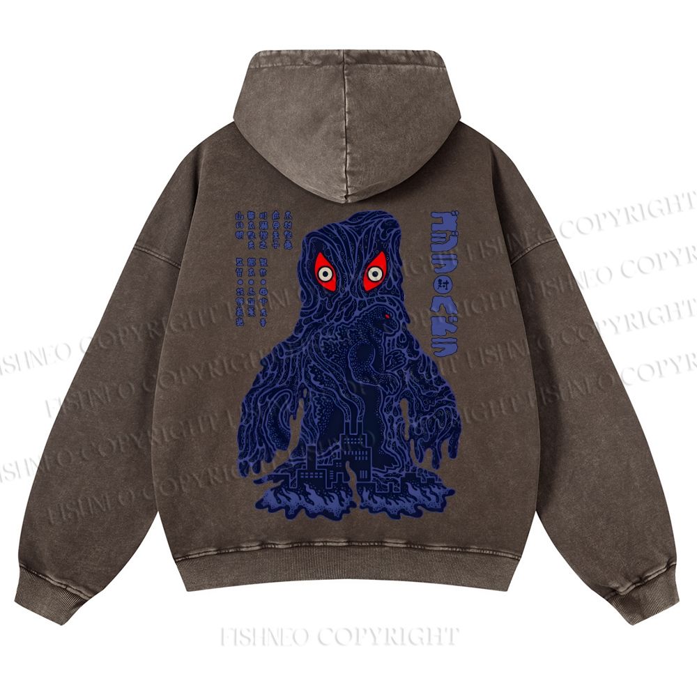 Japanese Monster Casual Washed Hoodie