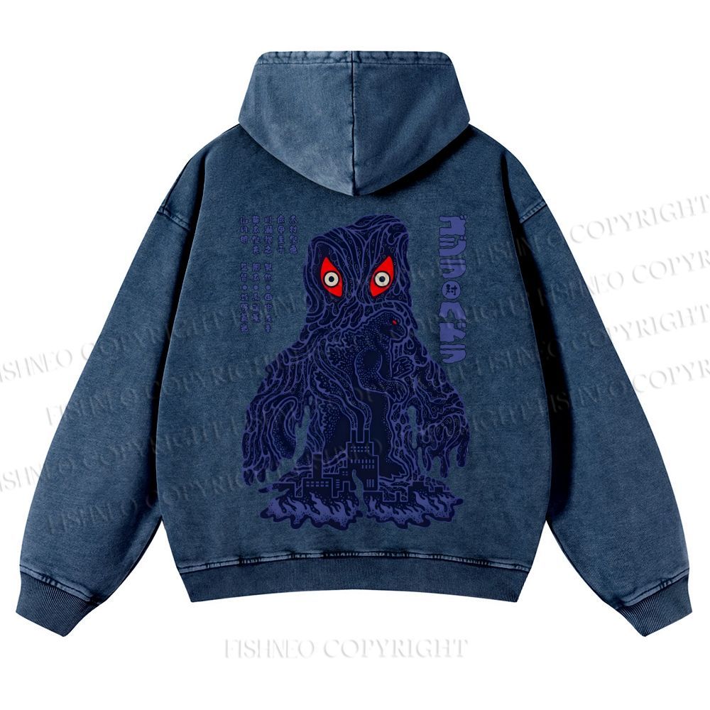 Japanese Monster Casual Washed Hoodie