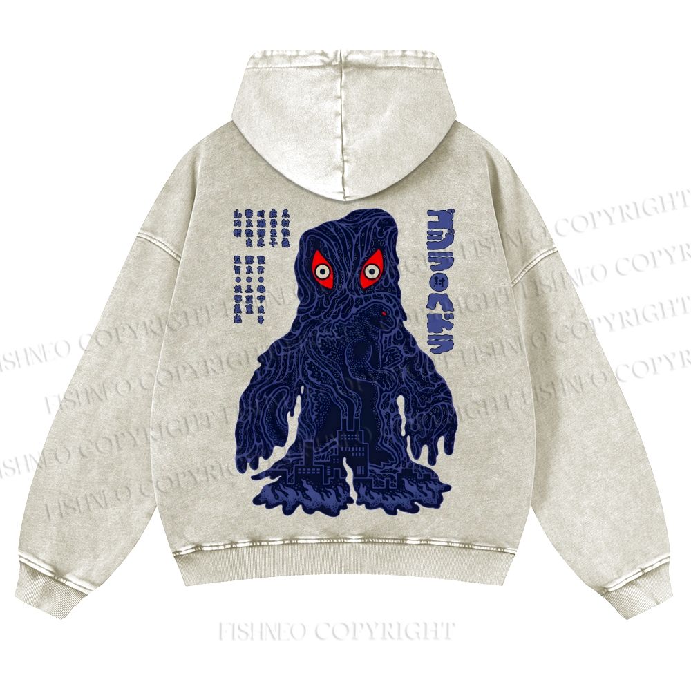 Japanese Monster Casual Washed Hoodie