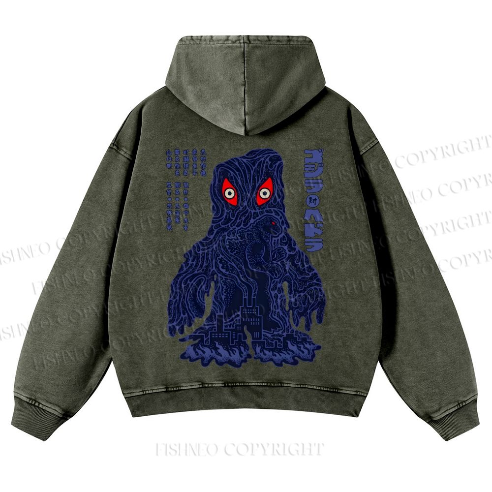 Japanese Monster Casual Washed Hoodie