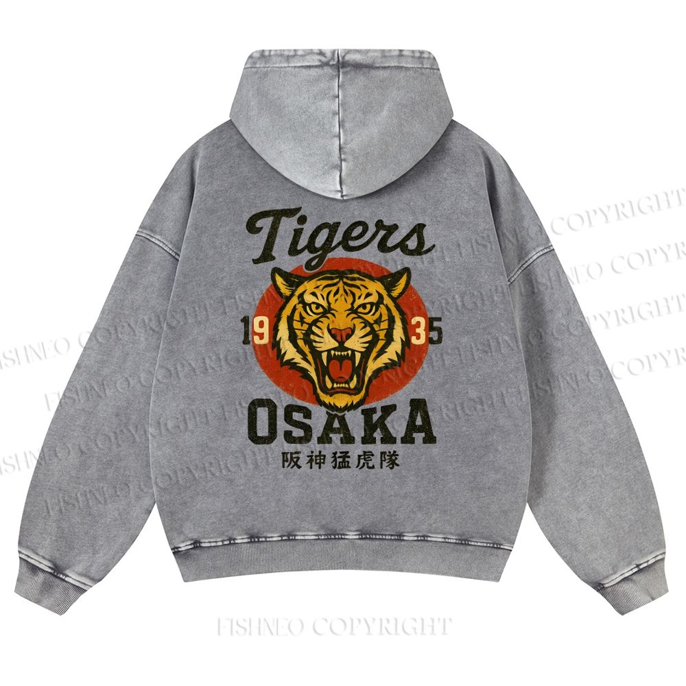 Tiger Osaka Printed Casual Washed Hoodie