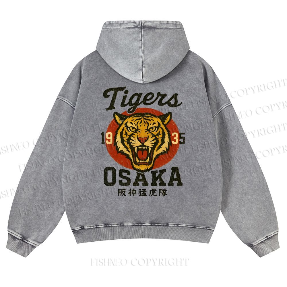 Tiger Osaka Printed Casual Washed Hoodie