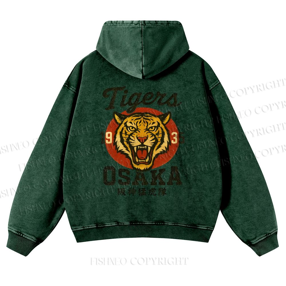 Tiger Osaka Printed Casual Washed Hoodie