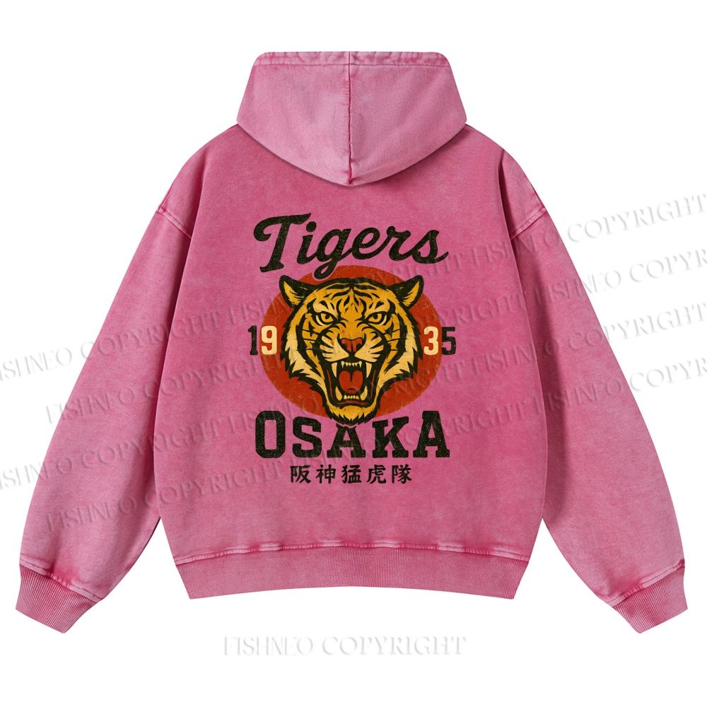 Tiger Osaka Printed Casual Washed Hoodie
