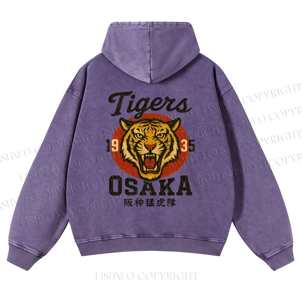 Tiger Osaka Printed Casual Washed Hoodie