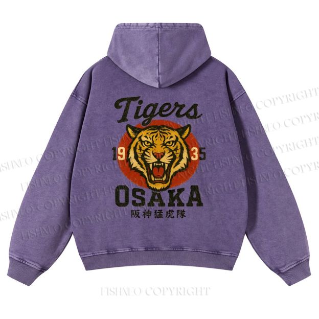 Tiger Osaka Printed Casual Washed Hoodie