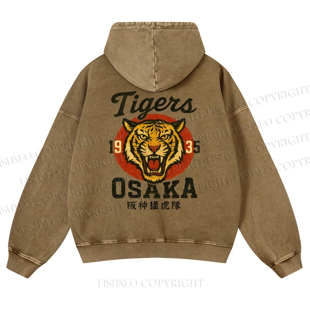 Tiger Osaka Printed Casual Washed Hoodie