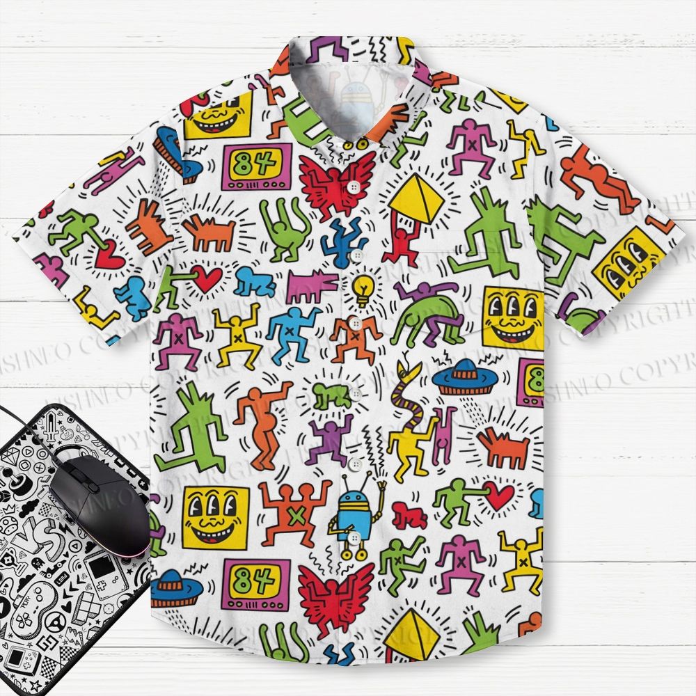 Keith Haring Dancing Printed Men's Short-sleeved Shirts