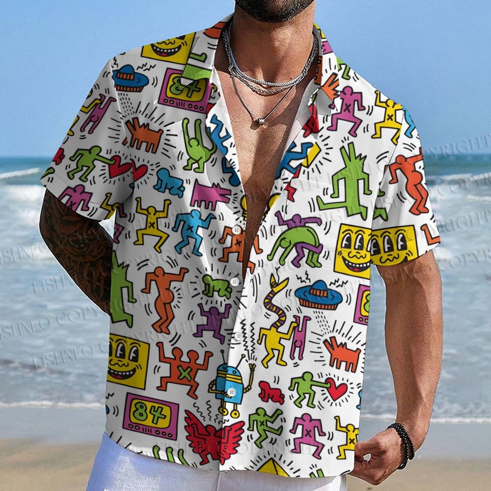 Keith Haring Dancing Printed Men's Short-sleeved Shirts