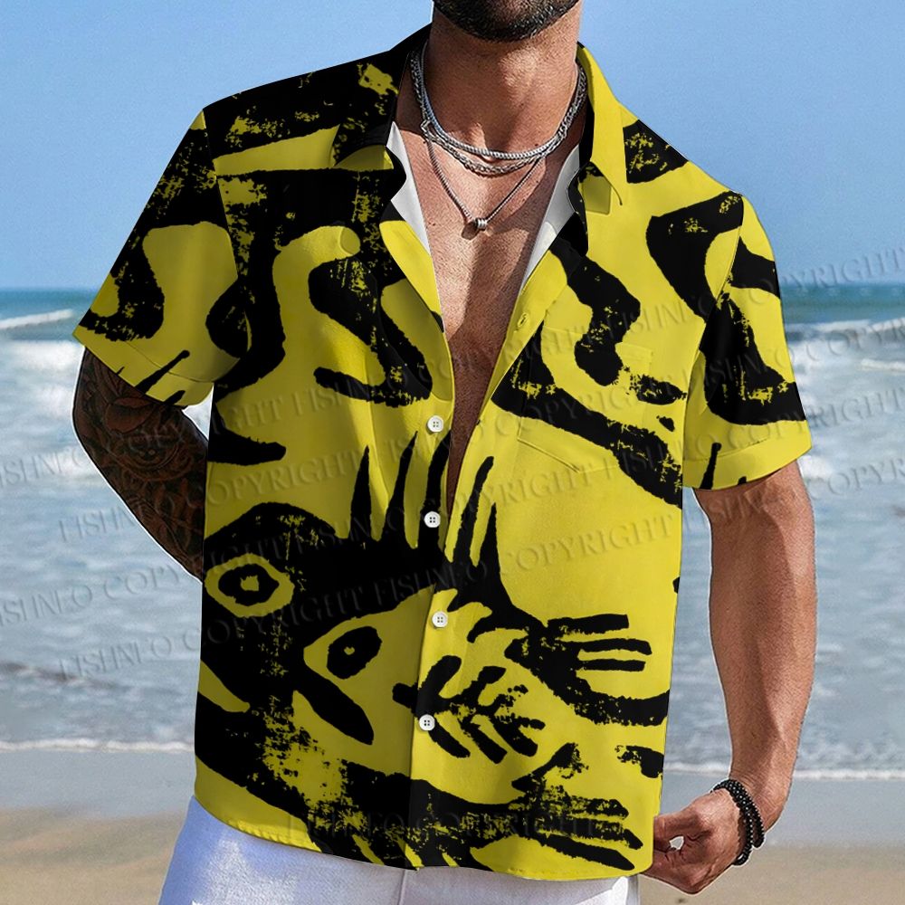 Artistic Octopus Fish Printed Men's Short-sleeved Shirts