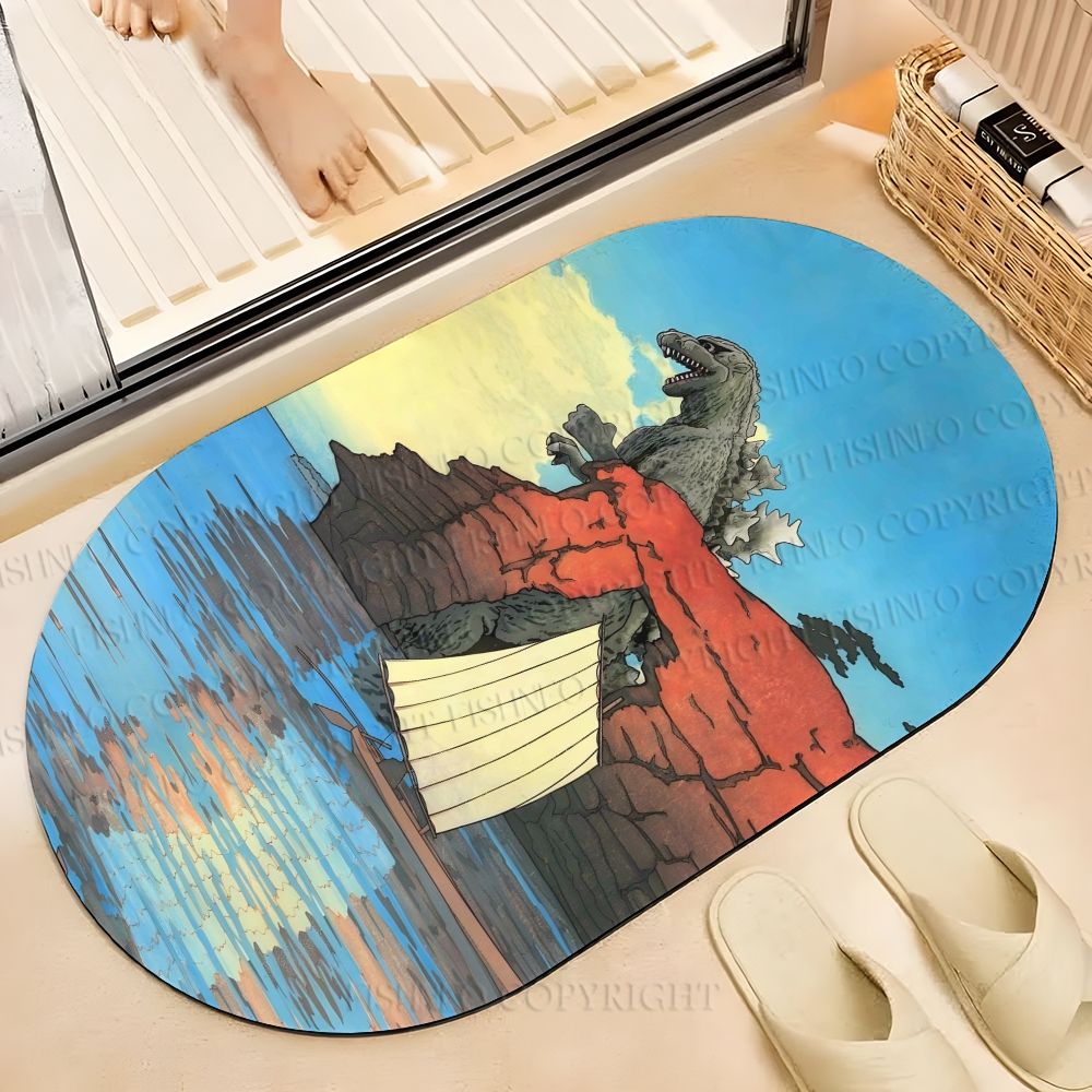 Godzilla Walking in Sea Printed Bath Mat