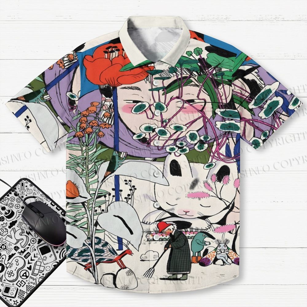 Vintage Graffiti Printed Men's Short-sleeved Shirts