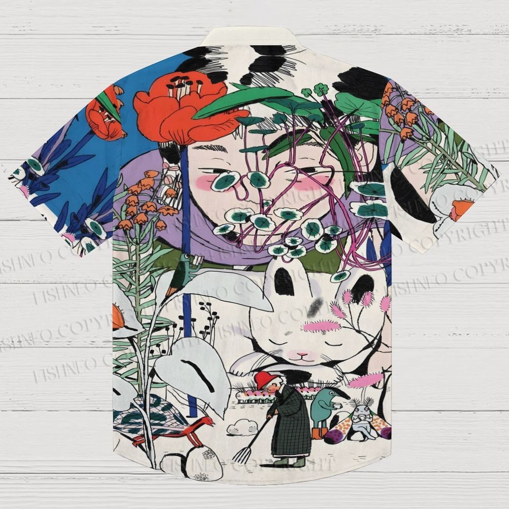 Vintage Graffiti Printed Men's Short-sleeved Shirts