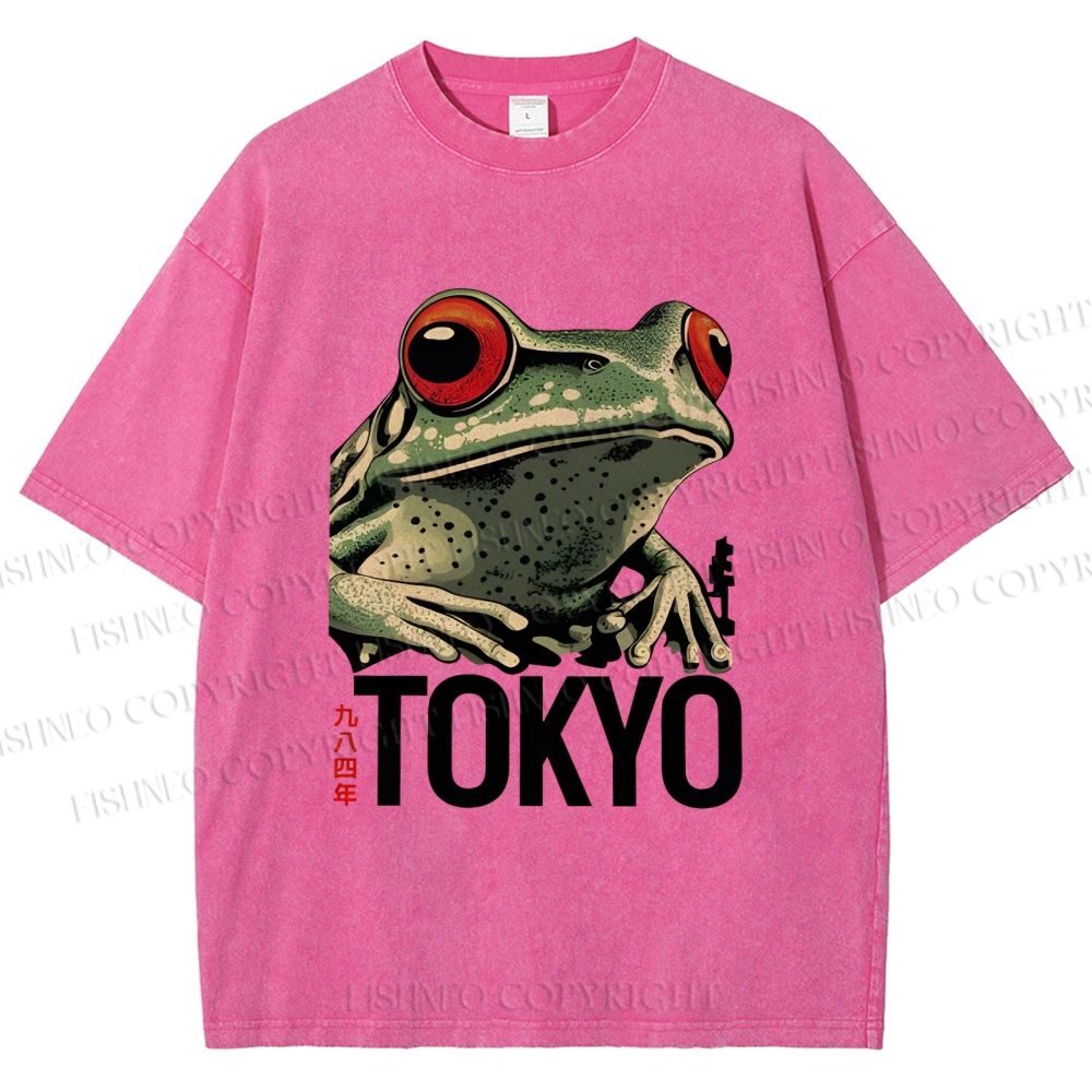 Unisex Tokyo Frog Printed Washed Tee