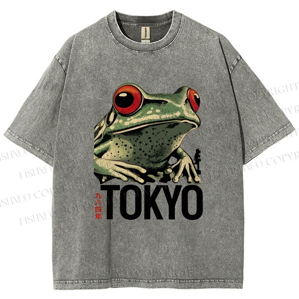 Unisex Tokyo Frog Printed Washed Tee