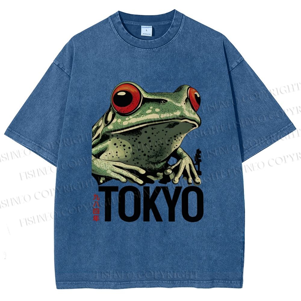 Unisex Tokyo Frog Printed Washed Tee