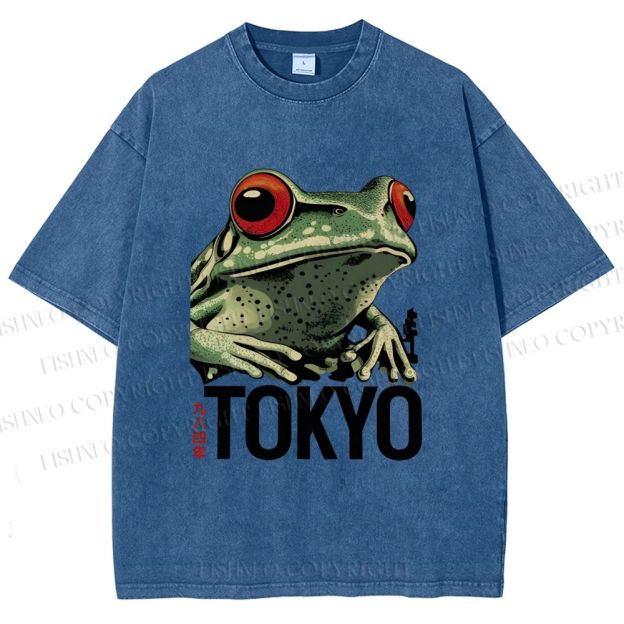 Unisex Tokyo Frog Printed Washed Tee