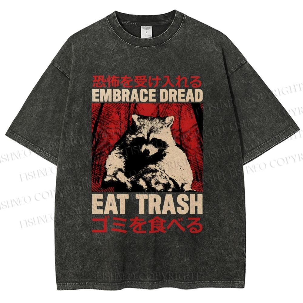 Unisex Embrace Dread Raccoon Printed Washed Tee