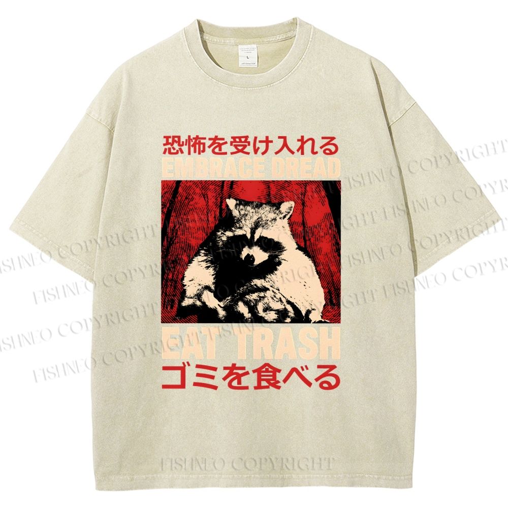 Unisex Embrace Dread Raccoon Printed Washed Tee