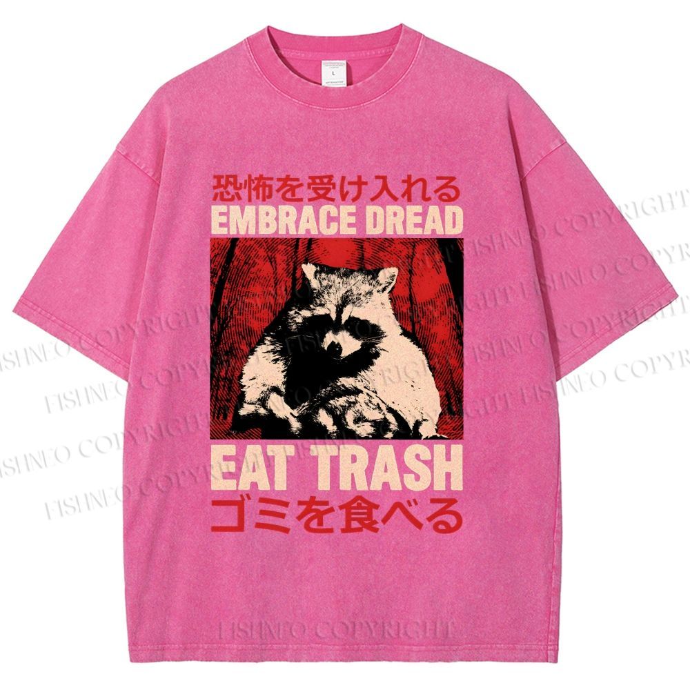Unisex Embrace Dread Raccoon Printed Washed Tee