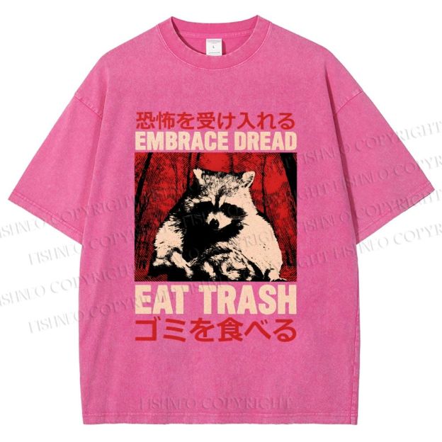 Unisex Embrace Dread Raccoon Printed Washed Tee