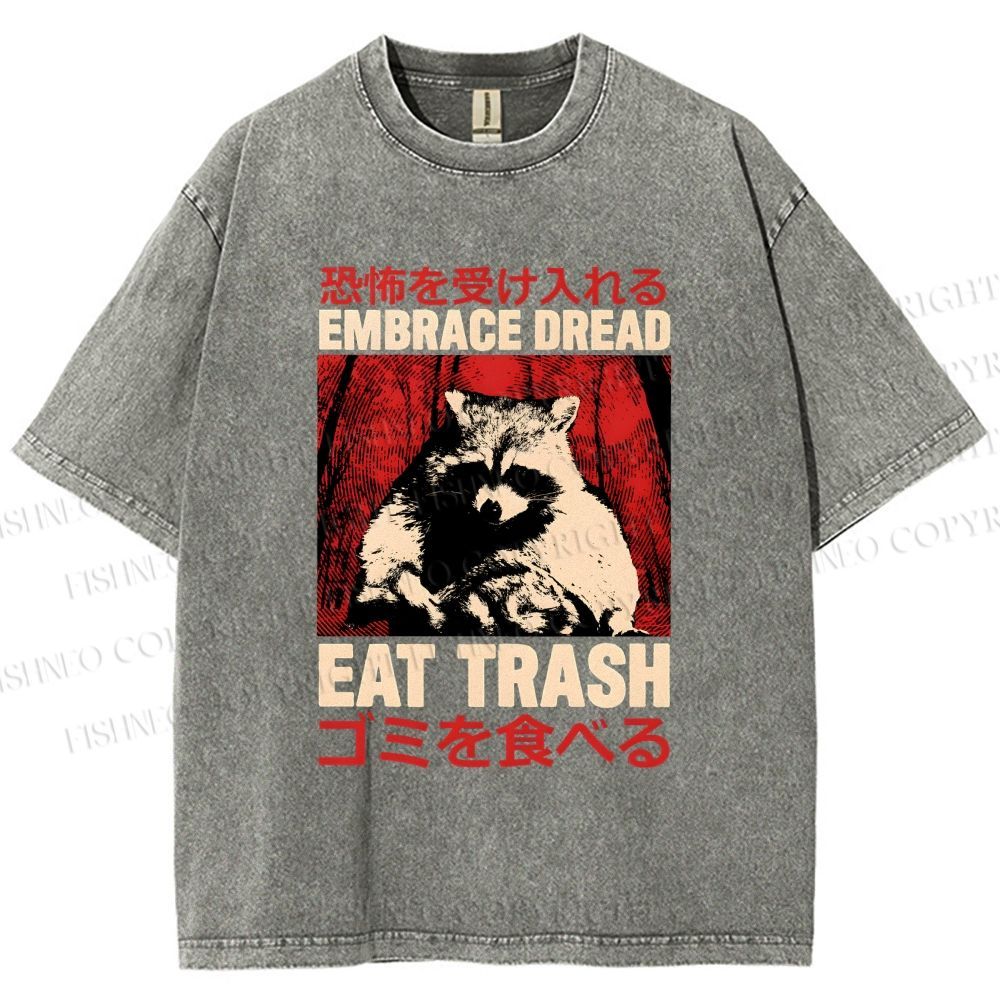 Unisex Embrace Dread Raccoon Printed Washed Tee