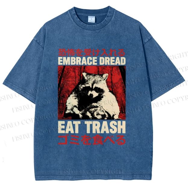 Unisex Embrace Dread Raccoon Printed Washed Tee