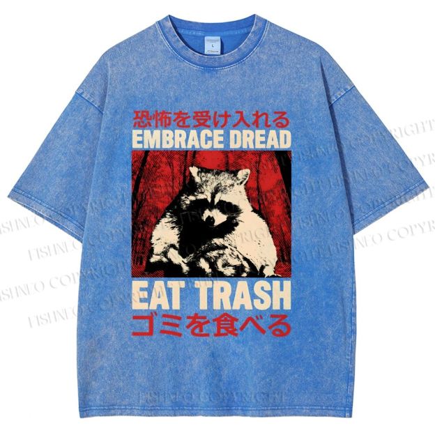 Unisex Embrace Dread Raccoon Printed Washed Tee
