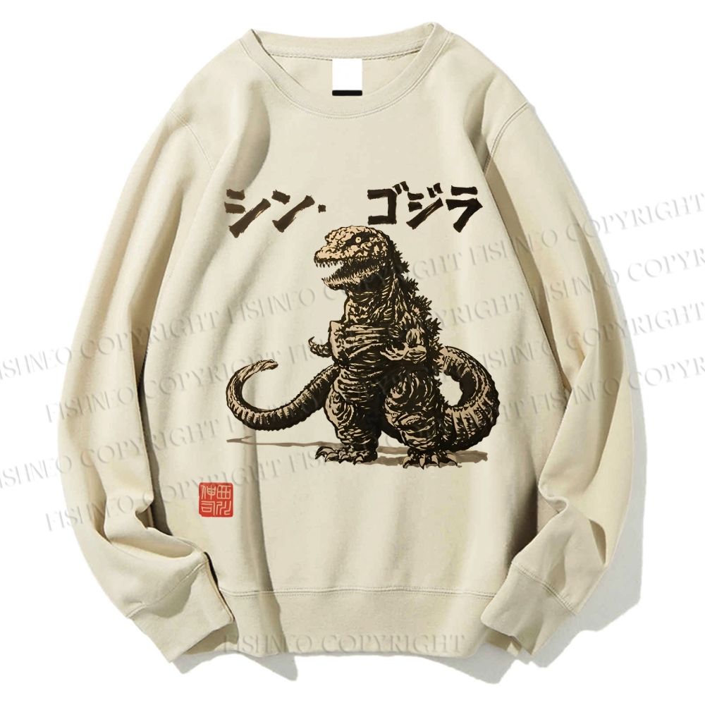 Unisex Vintage Godzilla Printed Sweatshirt