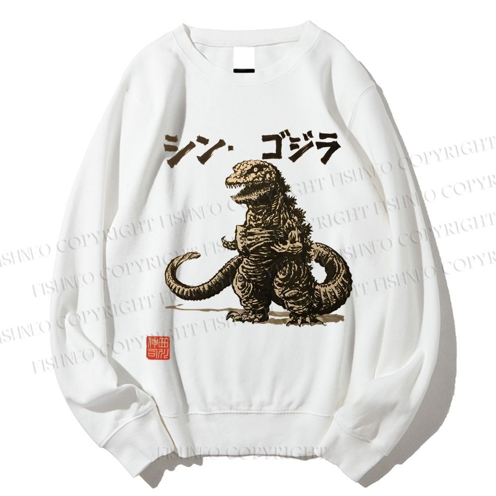 Unisex Vintage Godzilla Printed Sweatshirt