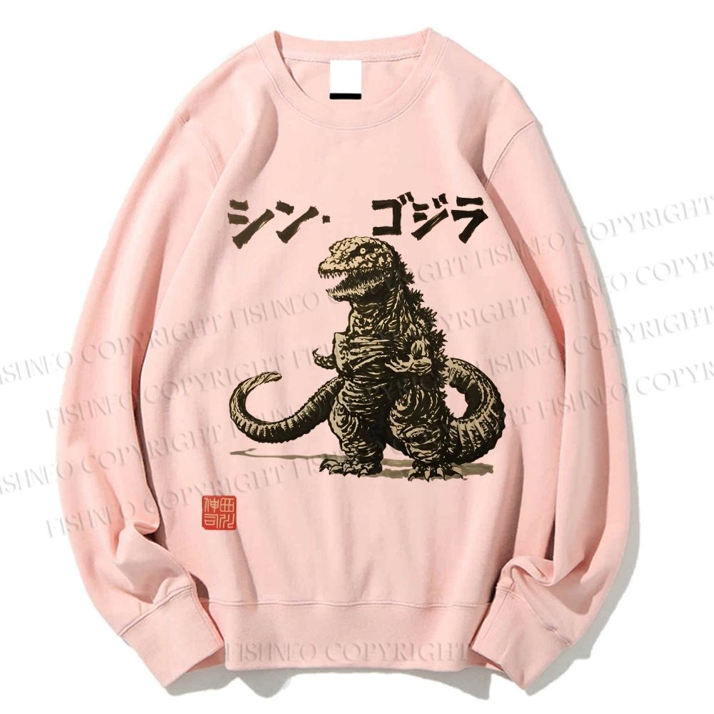 Unisex Vintage Godzilla Printed Sweatshirt