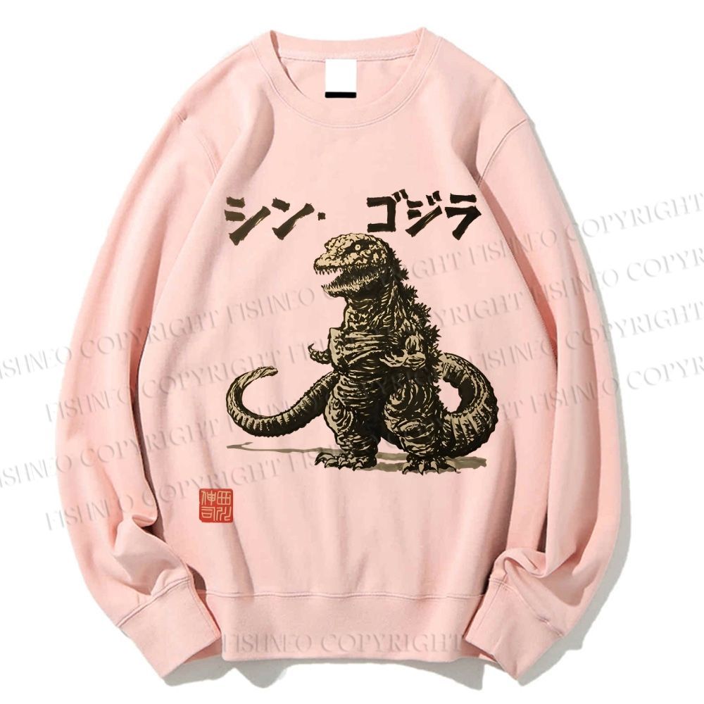 Unisex Vintage Godzilla Printed Sweatshirt