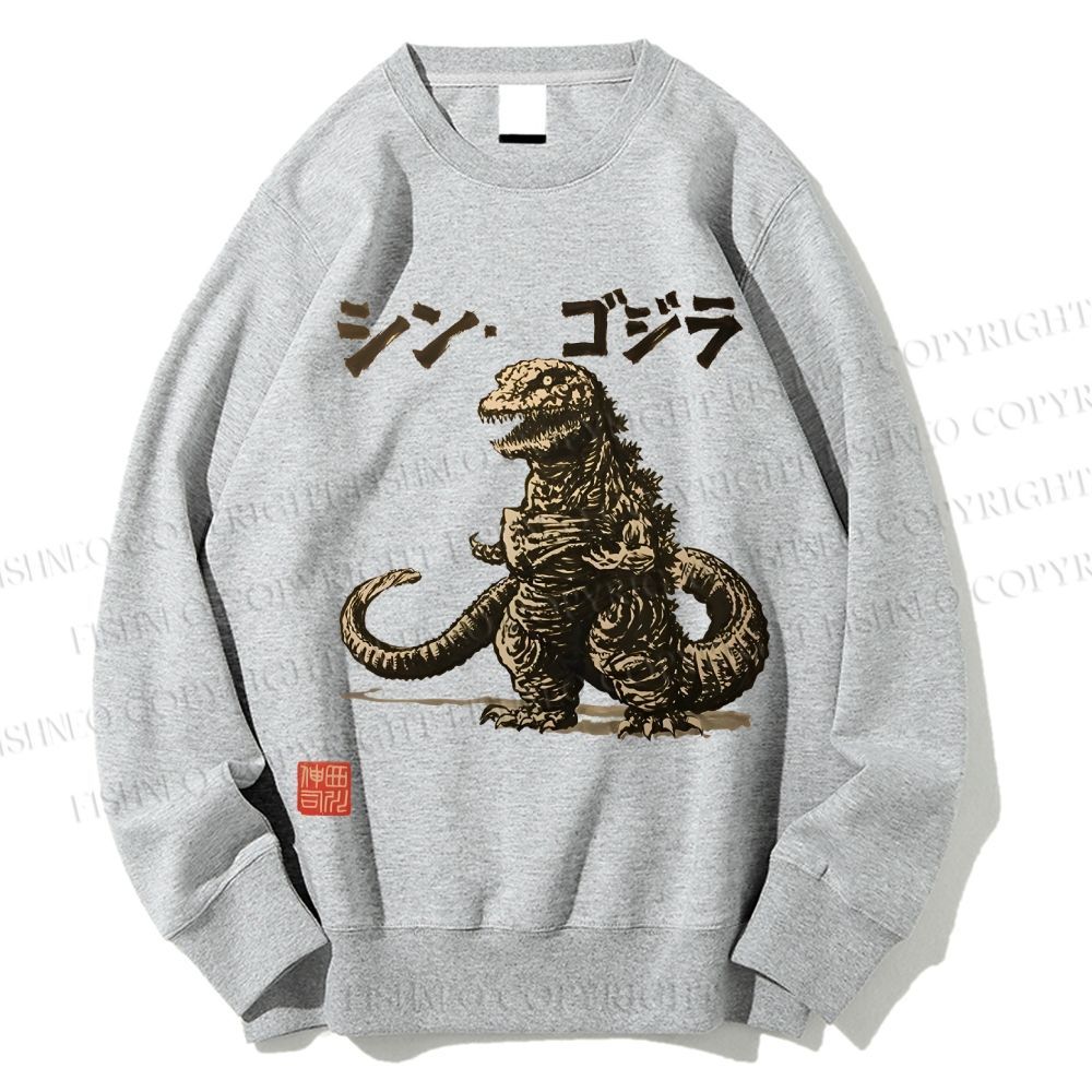 Unisex Vintage Godzilla Printed Sweatshirt