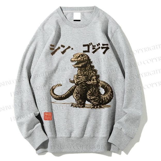 Unisex Vintage Godzilla Printed Sweatshirt