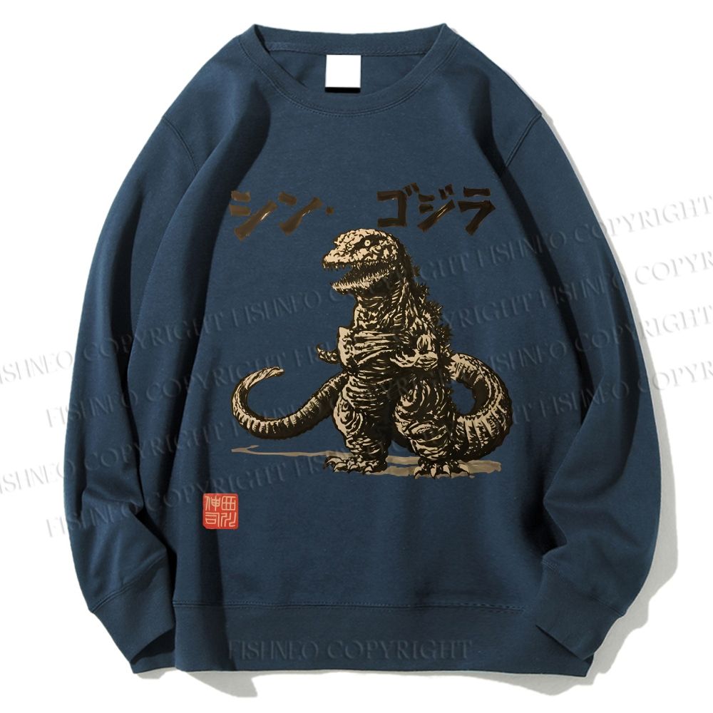 Unisex Vintage Godzilla Printed Sweatshirt