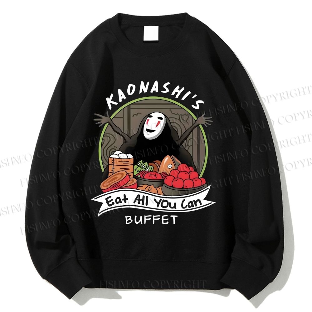 Unisex No-Face Eat All You Can Printed Sweatshirt