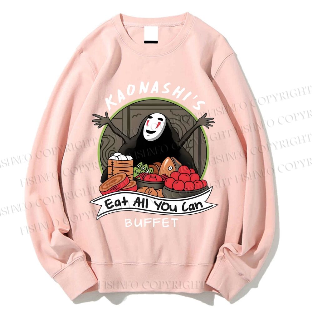 Unisex No-Face Eat All You Can Printed Sweatshirt