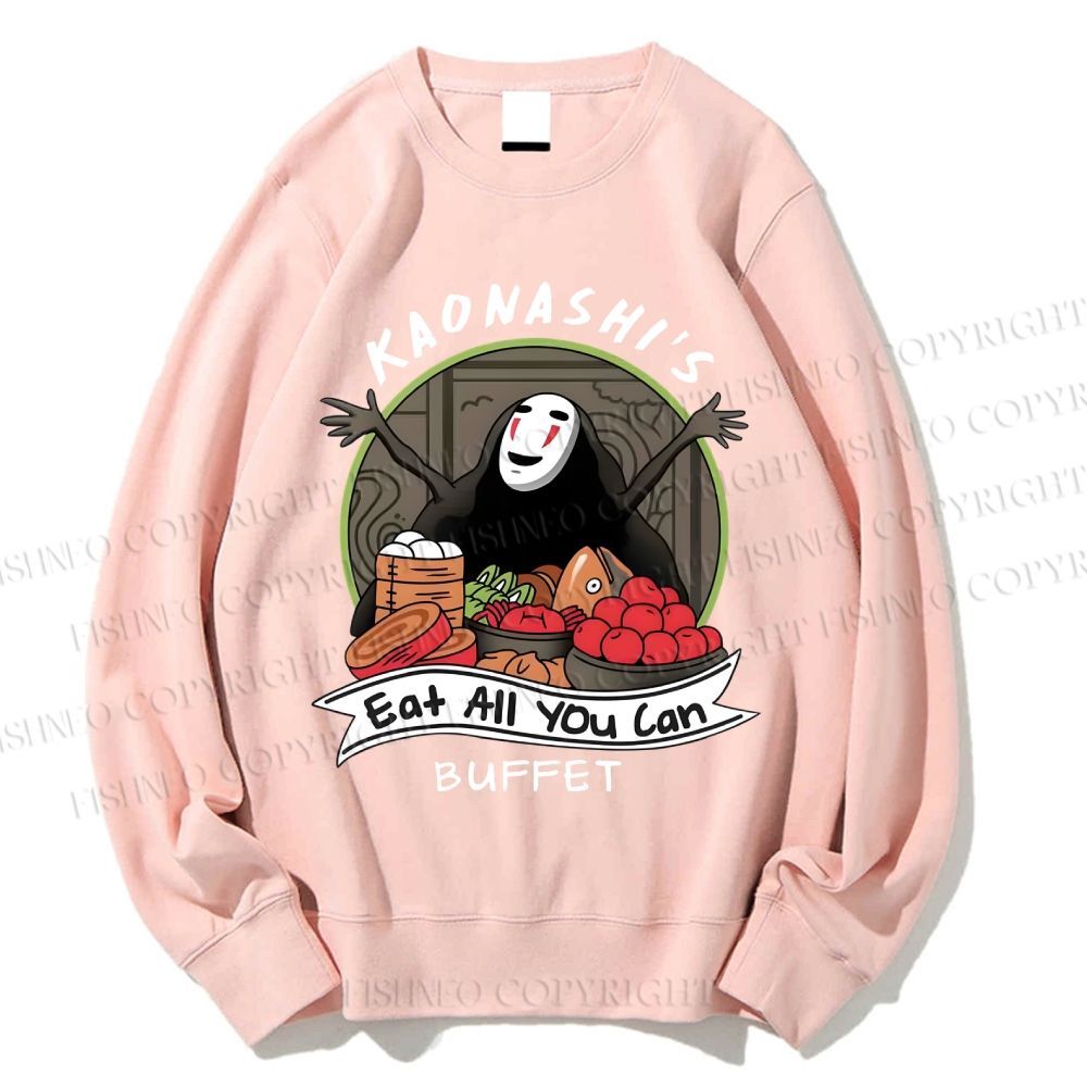 Unisex No-Face Eat All You Can Printed Sweatshirt
